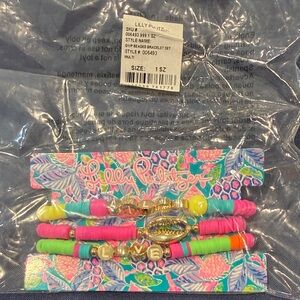Lilly Pulitzer Pink, Green & Turquoise Beaded Bracelet Set